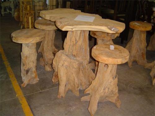 Teak Root Bar: 1 - Table & 4 stool set. (JNR01)